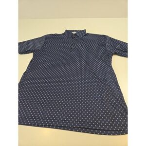 Collars & Co Shirt Men's Extra Large Navy Blue Geometric Print Polo AOP